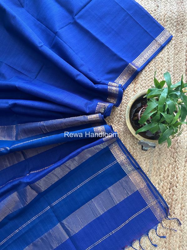 Maheshwari Blue Garbha Reshami Silk Saree GS324