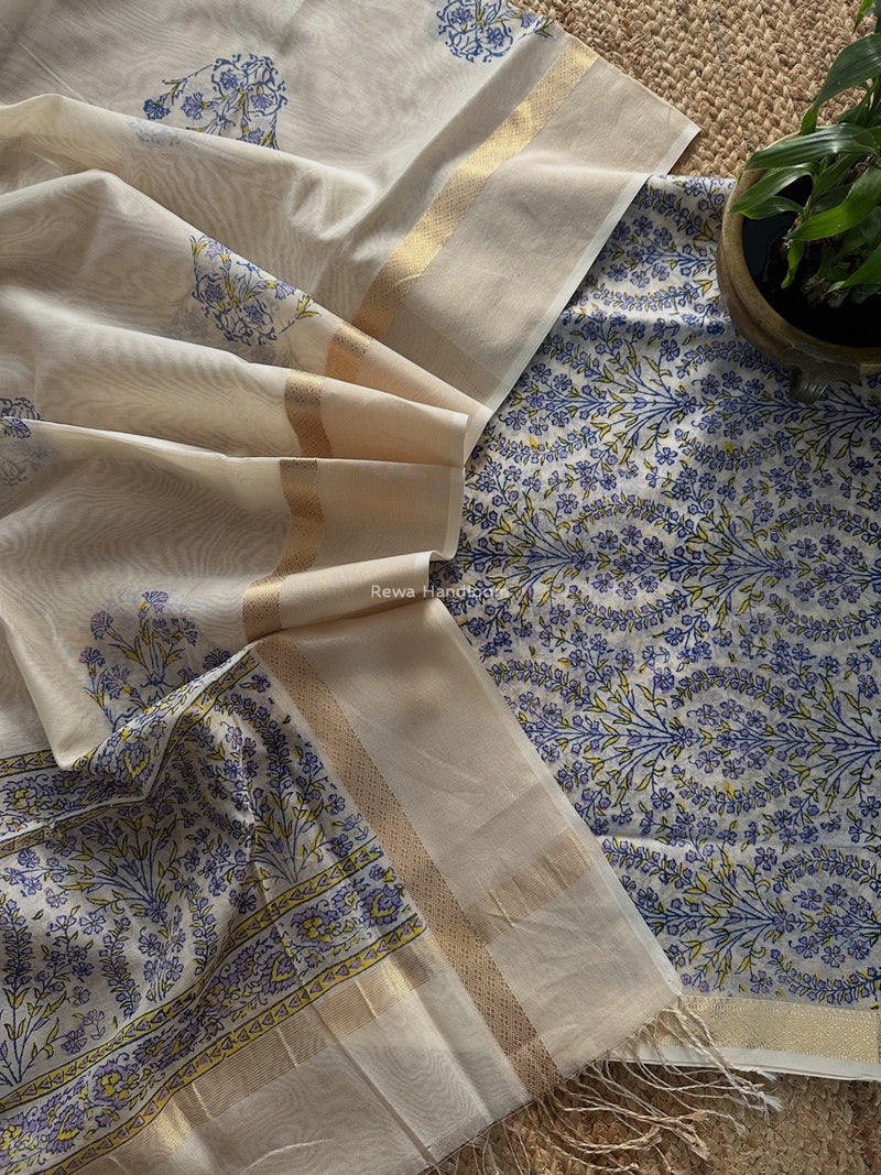 Maheshwari Handblock Print Top-Dupatta