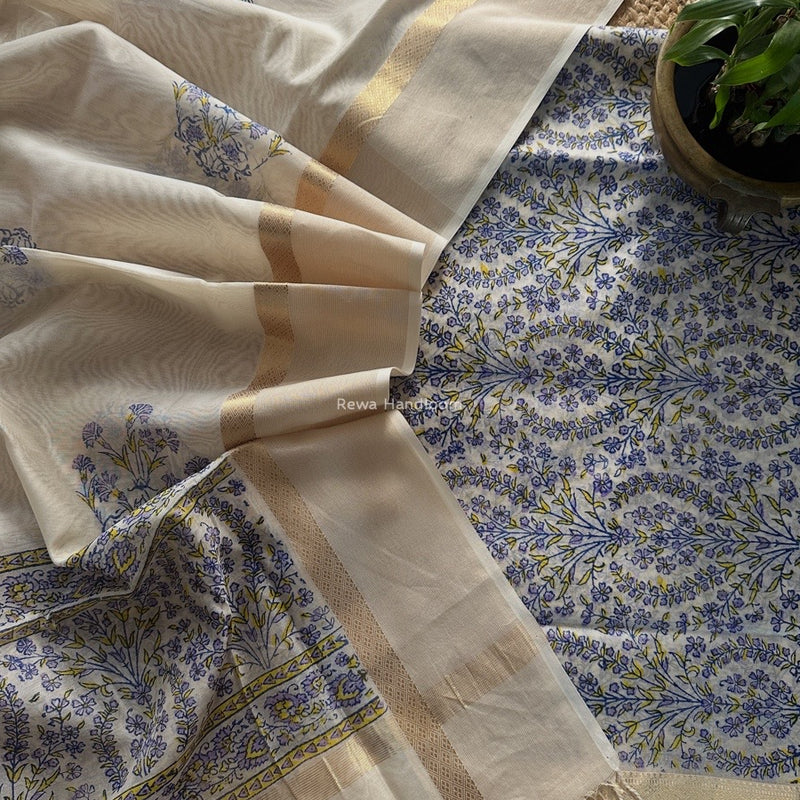 Maheshwari Handblock Print Top-Dupatta