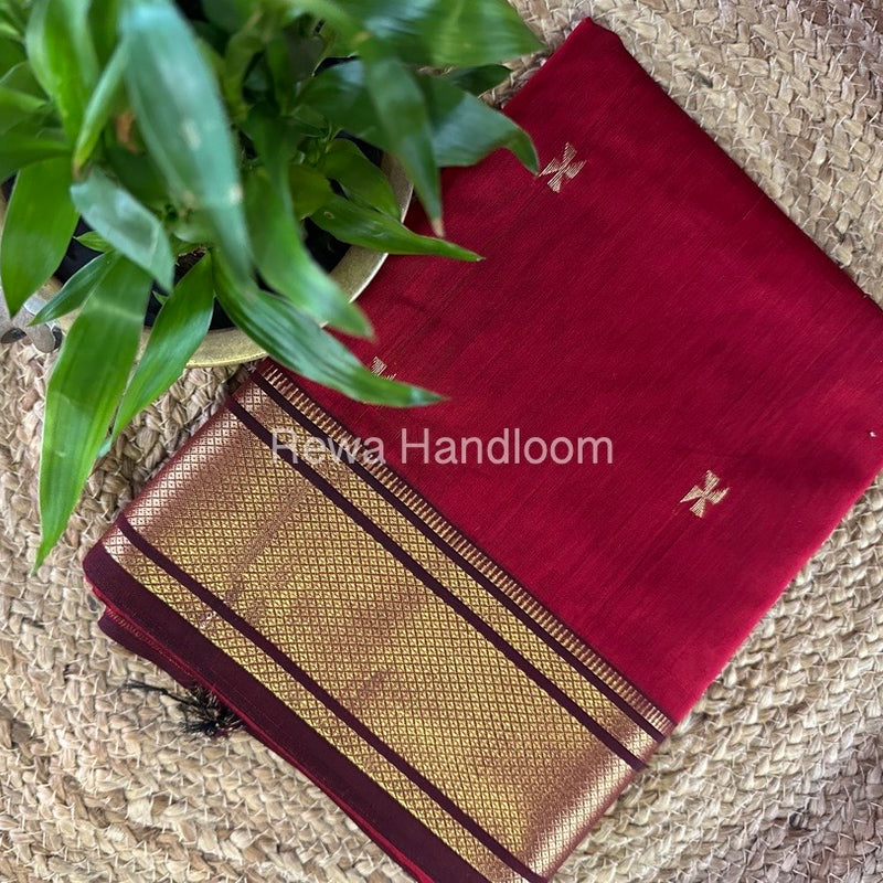 Maheshwari Red Zari Butti Saree SW041