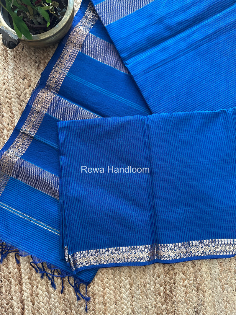 Maheshwari Blue Garbha Reshami Silk Saree GS321