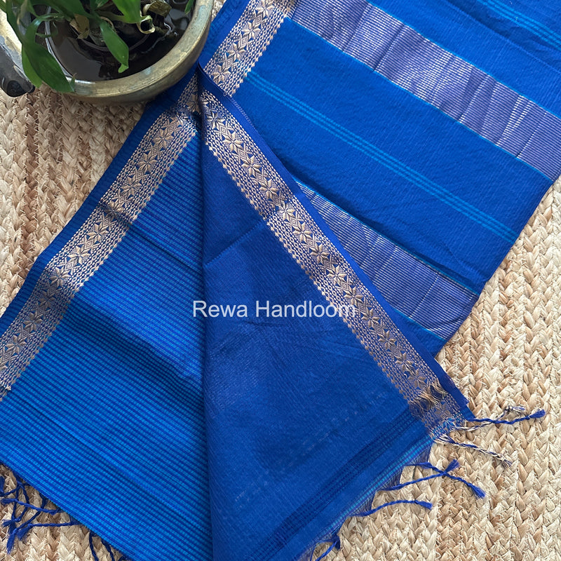 Maheshwari Blue Garbha Reshami Silk Saree GS321