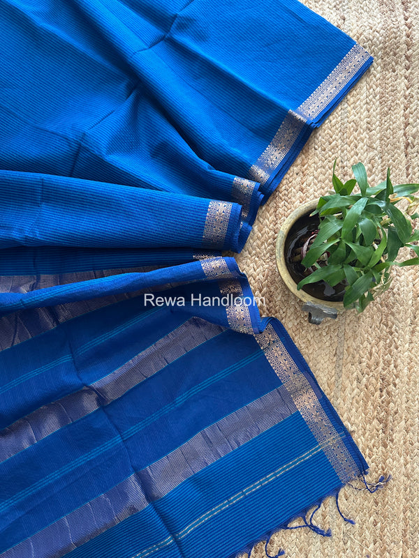 Maheshwari Blue Garbha Reshami Silk Saree GS321