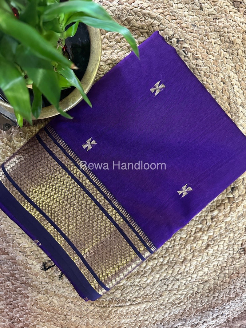 Maheshwari Purple Zari Butti Saree SW042