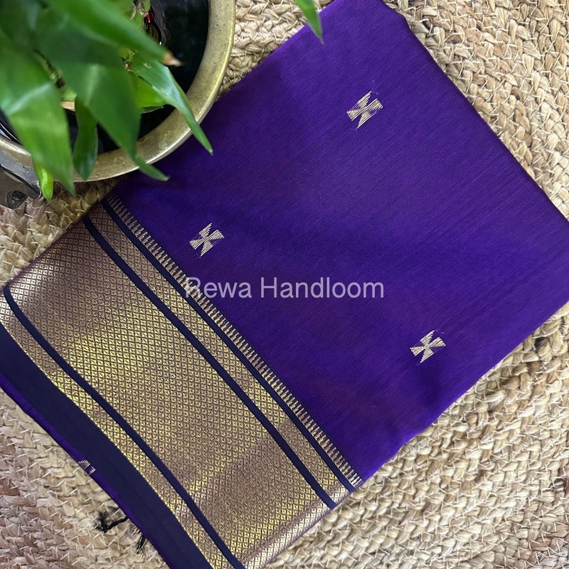 Maheshwari Purple Zari Butti Saree SW042
