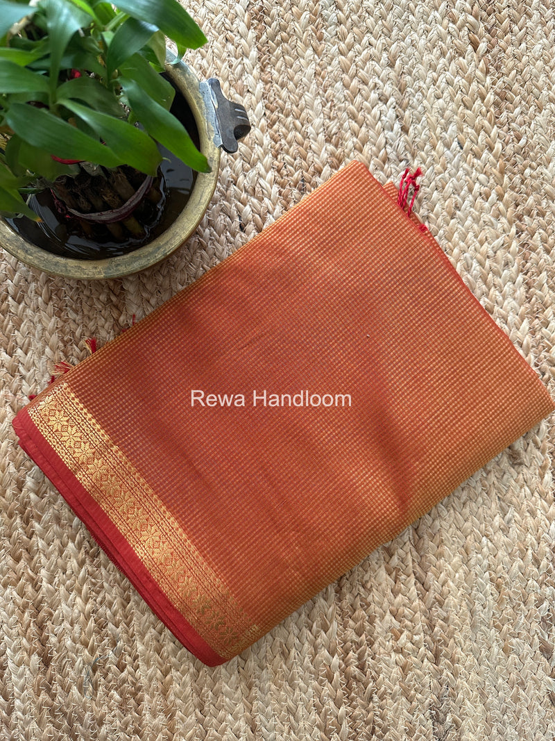 Maheshwari Turmeric Yellow Garbha Reshami Silk Saree GS323