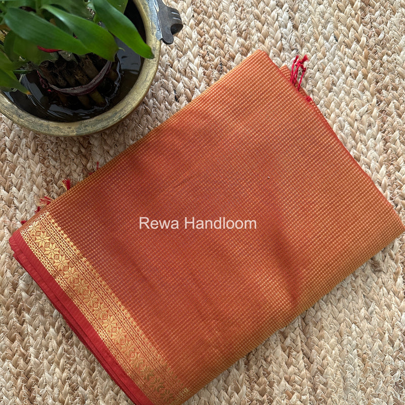 Maheshwari Turmeric Yellow Garbha Reshami Silk Saree GS323
