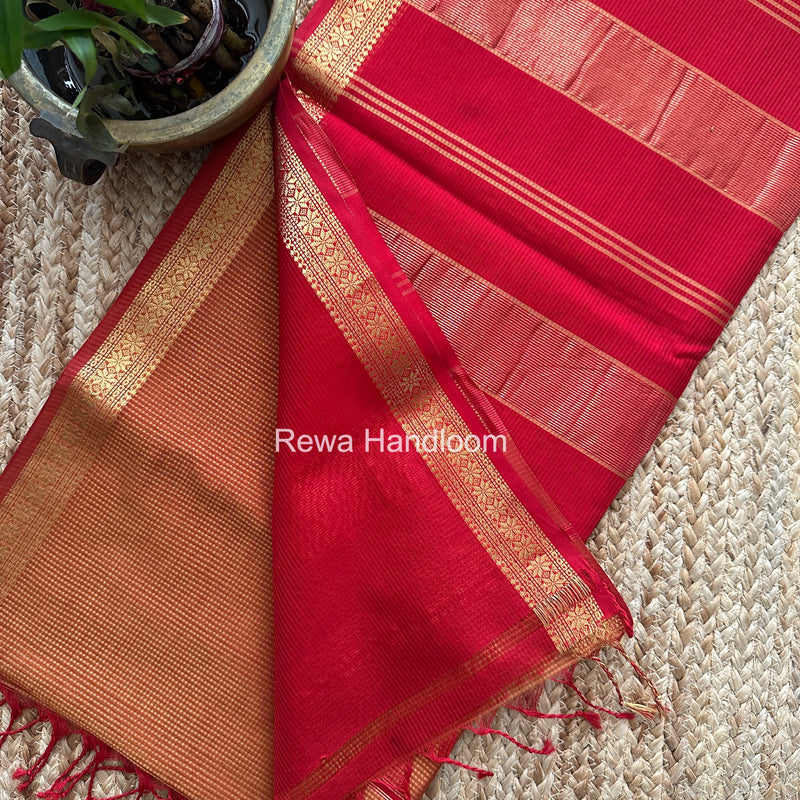 Maheshwari Turmeric Yellow Garbha Reshami Silk Saree GS323
