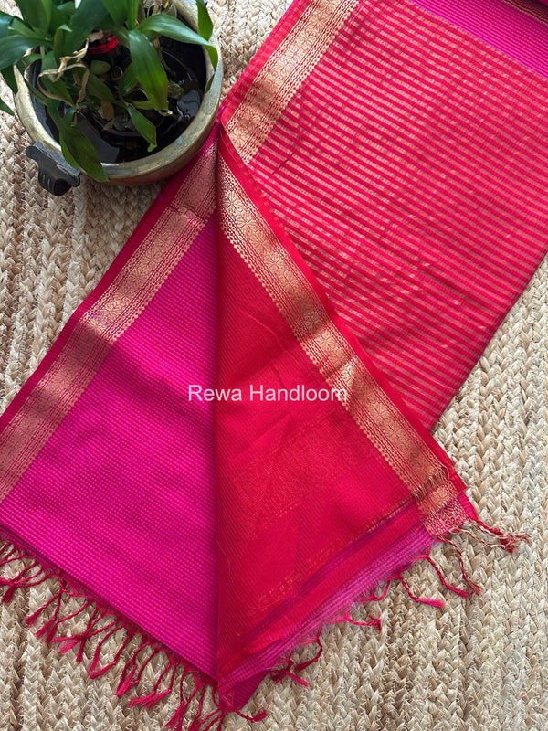 Maheshwari Pink Garbha Reshami Silk Saree GS325