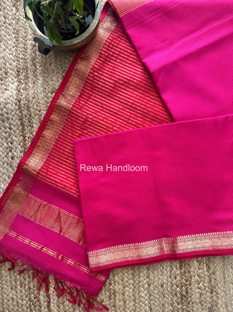 Maheshwari Pink Garbha Reshami Silk Saree GS325