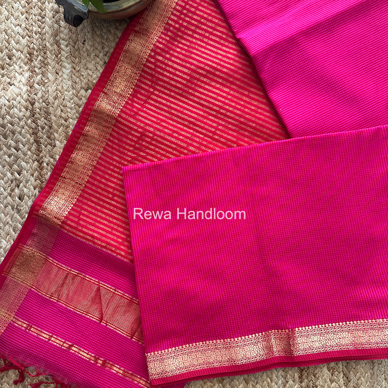 Maheshwari Pink Garbha Reshami Silk Saree GS325