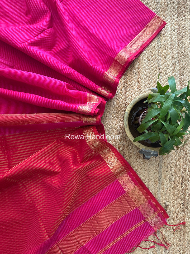 Maheshwari Pink Garbha Reshami Silk Saree GS325