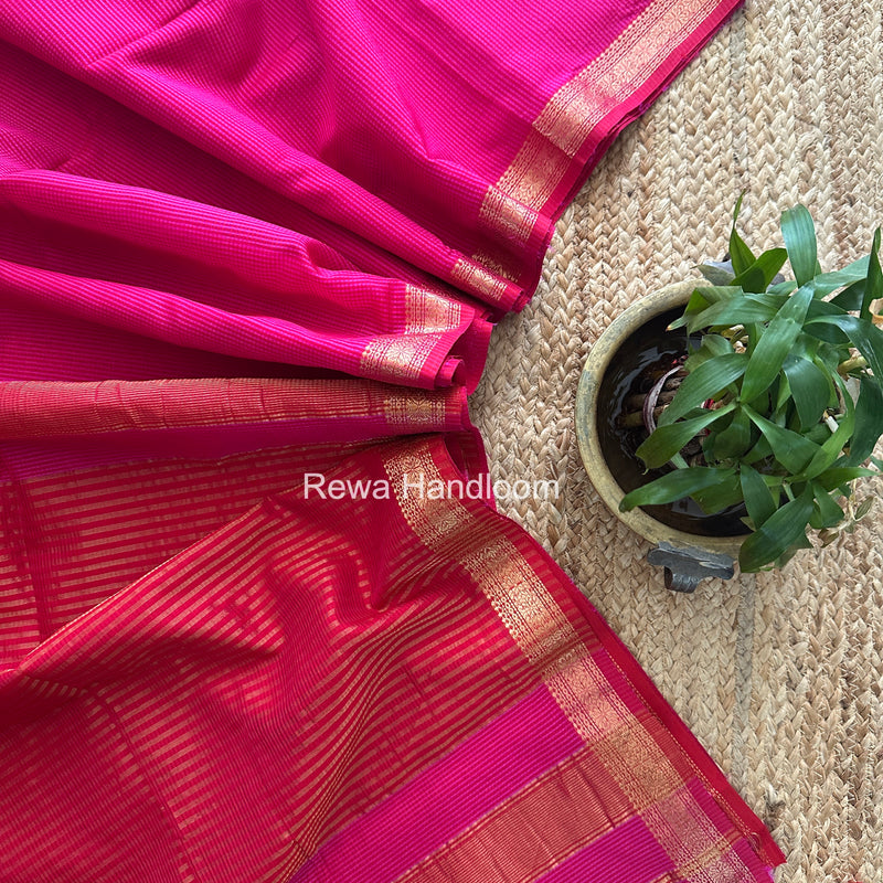 Maheshwari Pink Garbha Reshami Silk Saree GS325