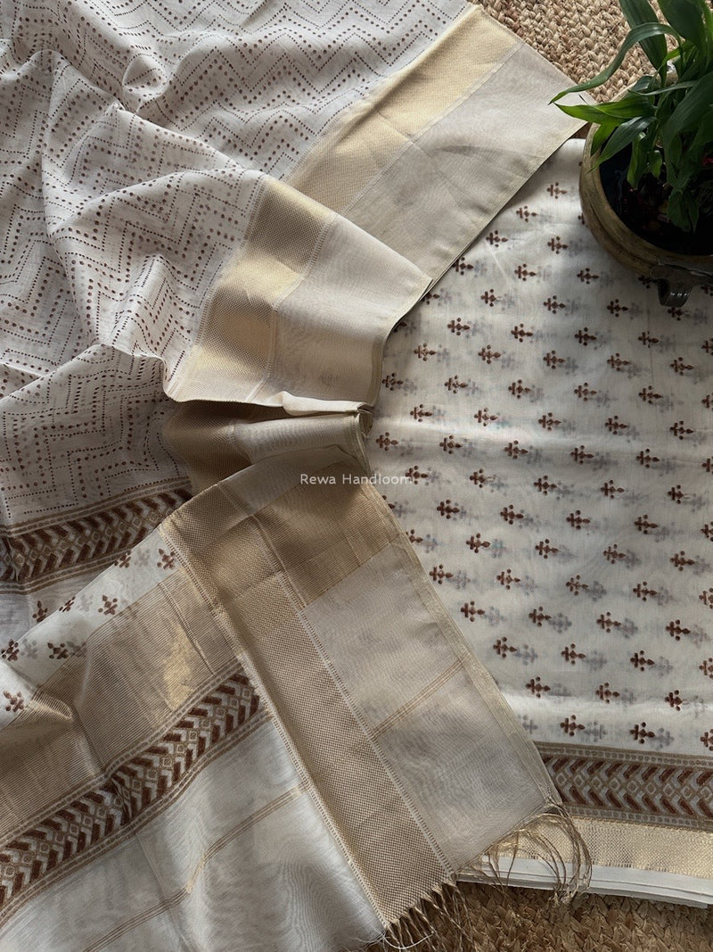 Maheshwari Handblock Print Top-Dupatta 