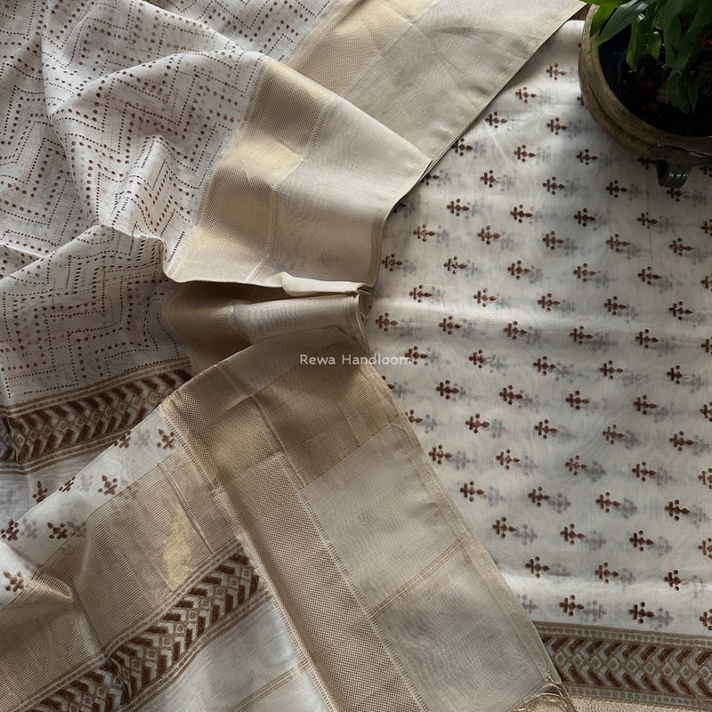 Maheshwari Handblock Print Top-Dupatta 