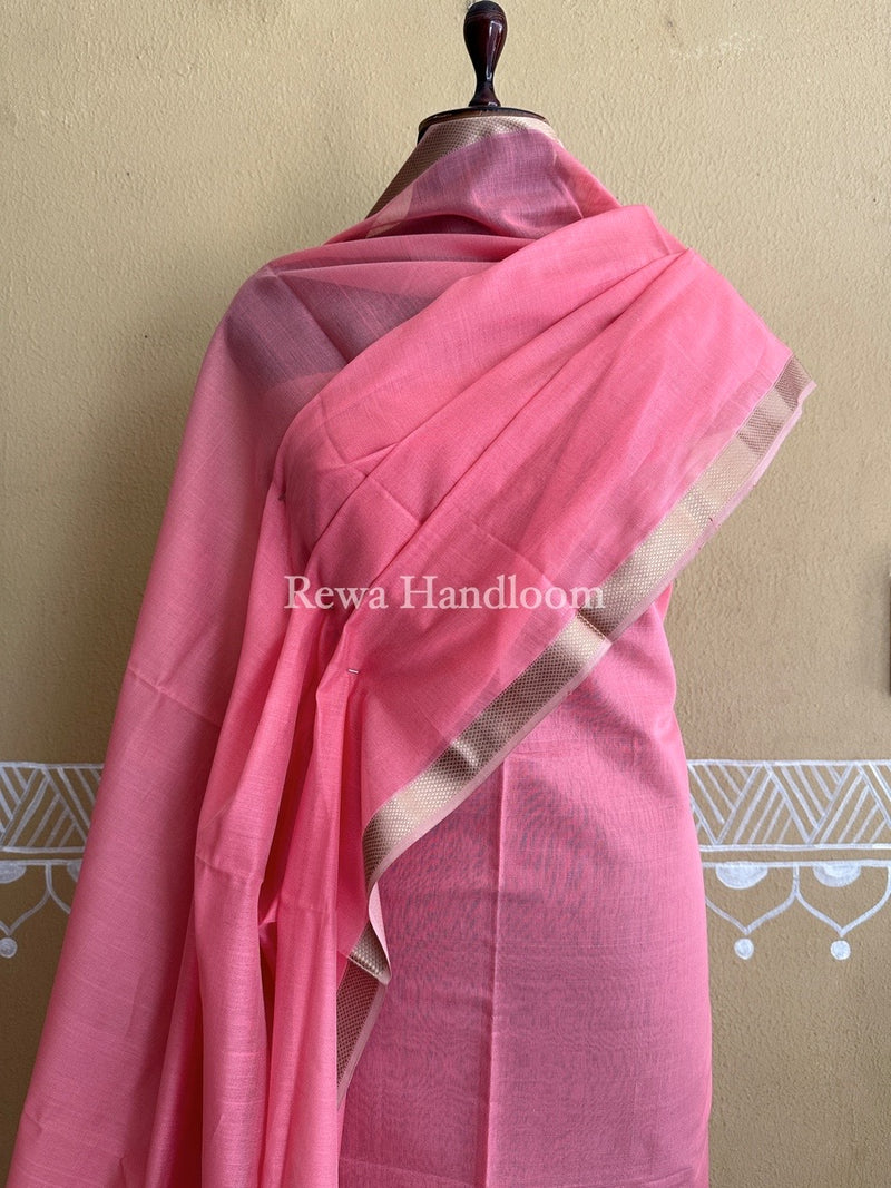 Maheshwari Peach Resham Thread Dress Material RT08