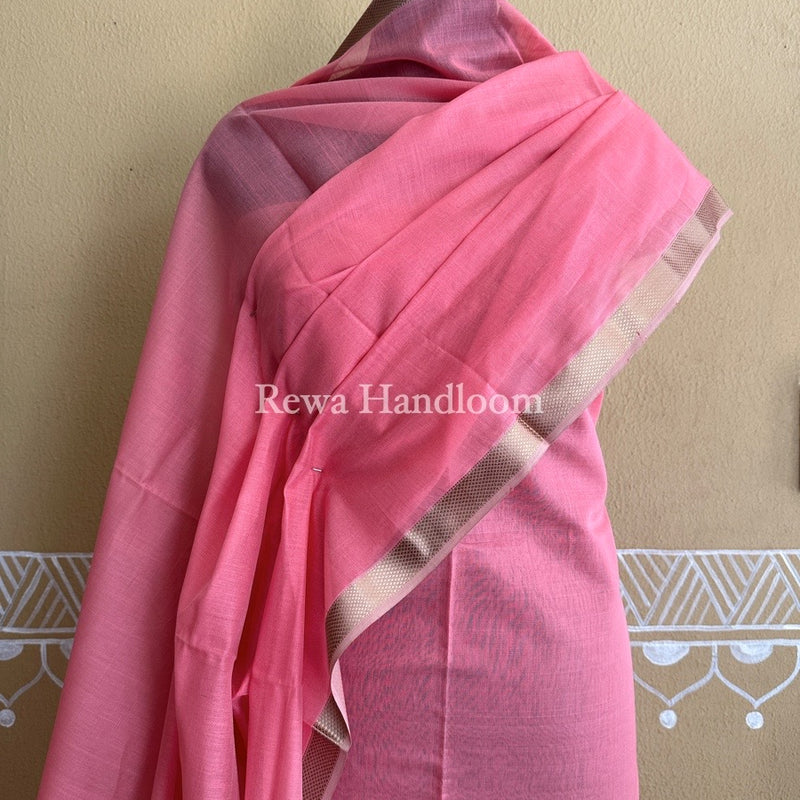 Maheshwari Peach Resham Thread Dress Material RT08
