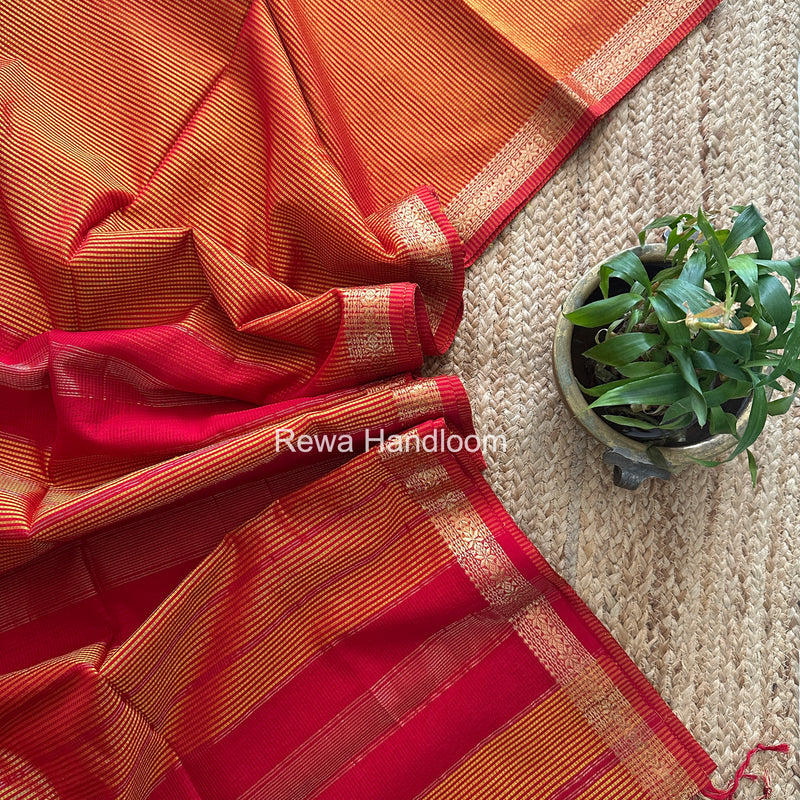 Maheshwari Yellow Garbha Reshami Silk Saree GS331