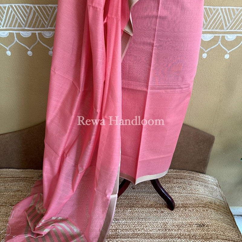 Maheshwari Peach Resham Thread Dress Material RT08