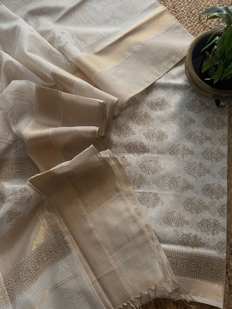 Maheshwari Handblock Print Top-Dupatta 