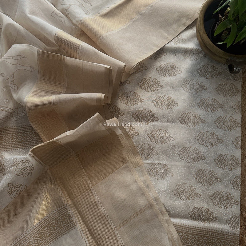 Maheshwari Handblock Print Top-Dupatta 