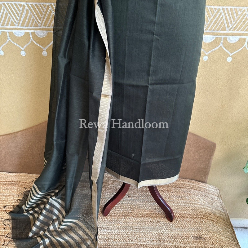 Maheshwari Dark Green Resham Thread Dress Material RT07