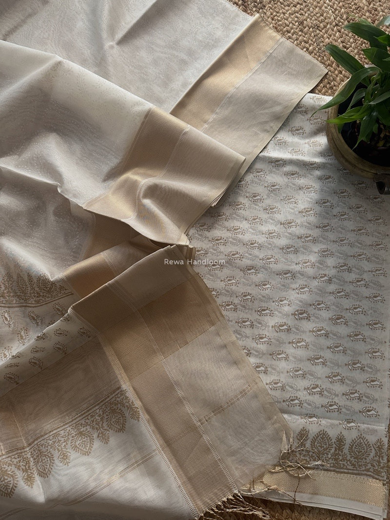 Maheshwari Handblock Print Top-Dupatta 