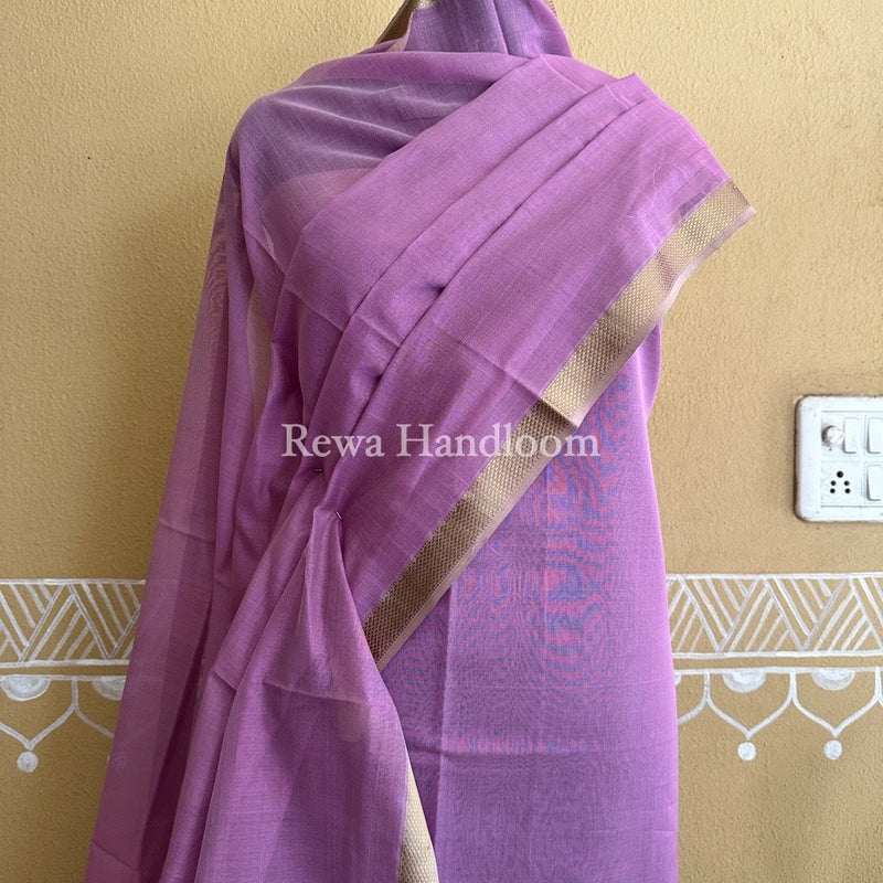 Maheshwari Light Lavender Resham Thread Dress Material RT03