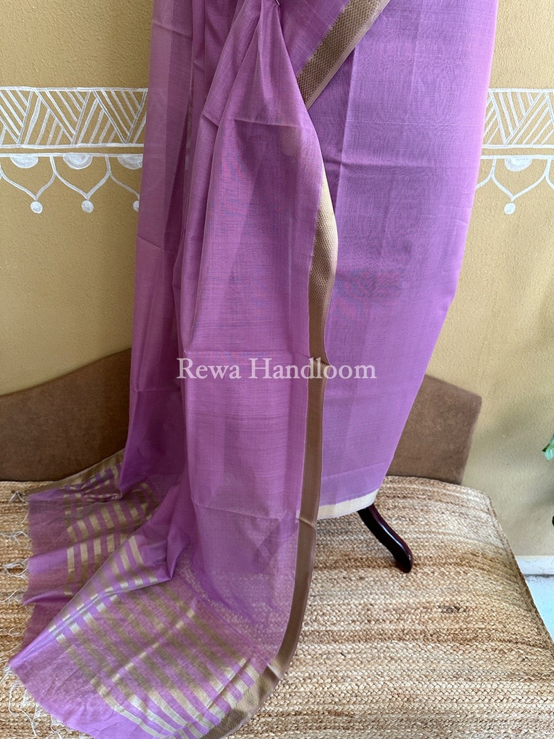 Maheshwari Light Lavender Resham Thread Dress Material RT03