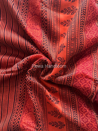Maheshwari Orange Bagh Print Saree BPSS027