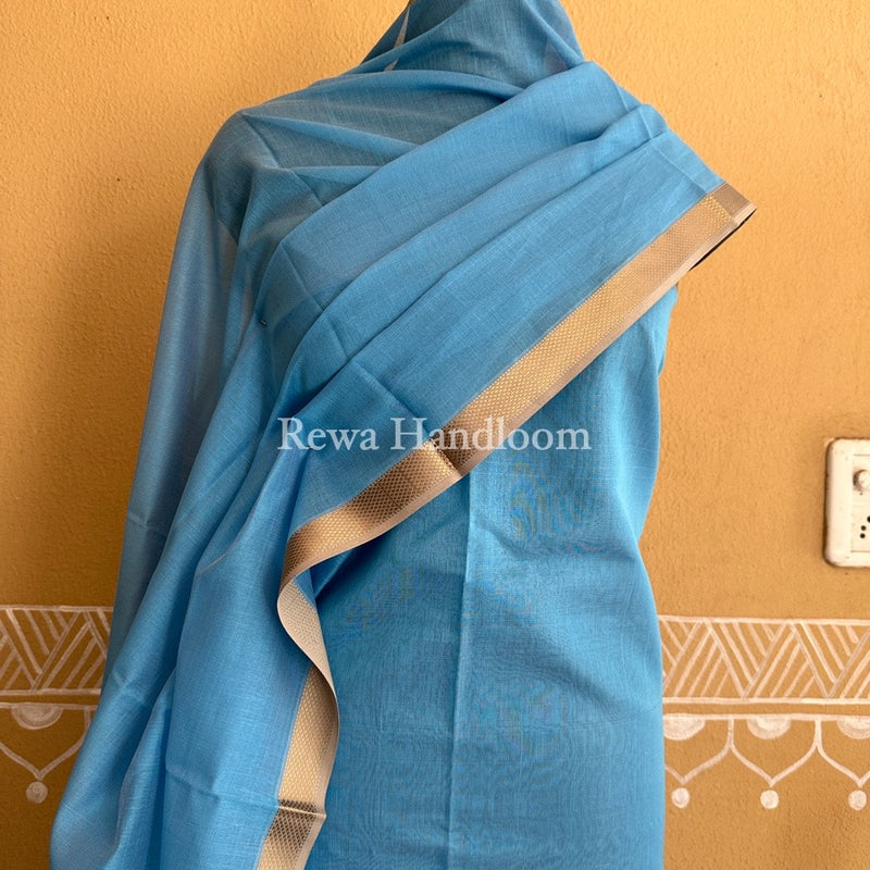 Maheshwari Sky Blue Resham Thread Dress Material RT01
