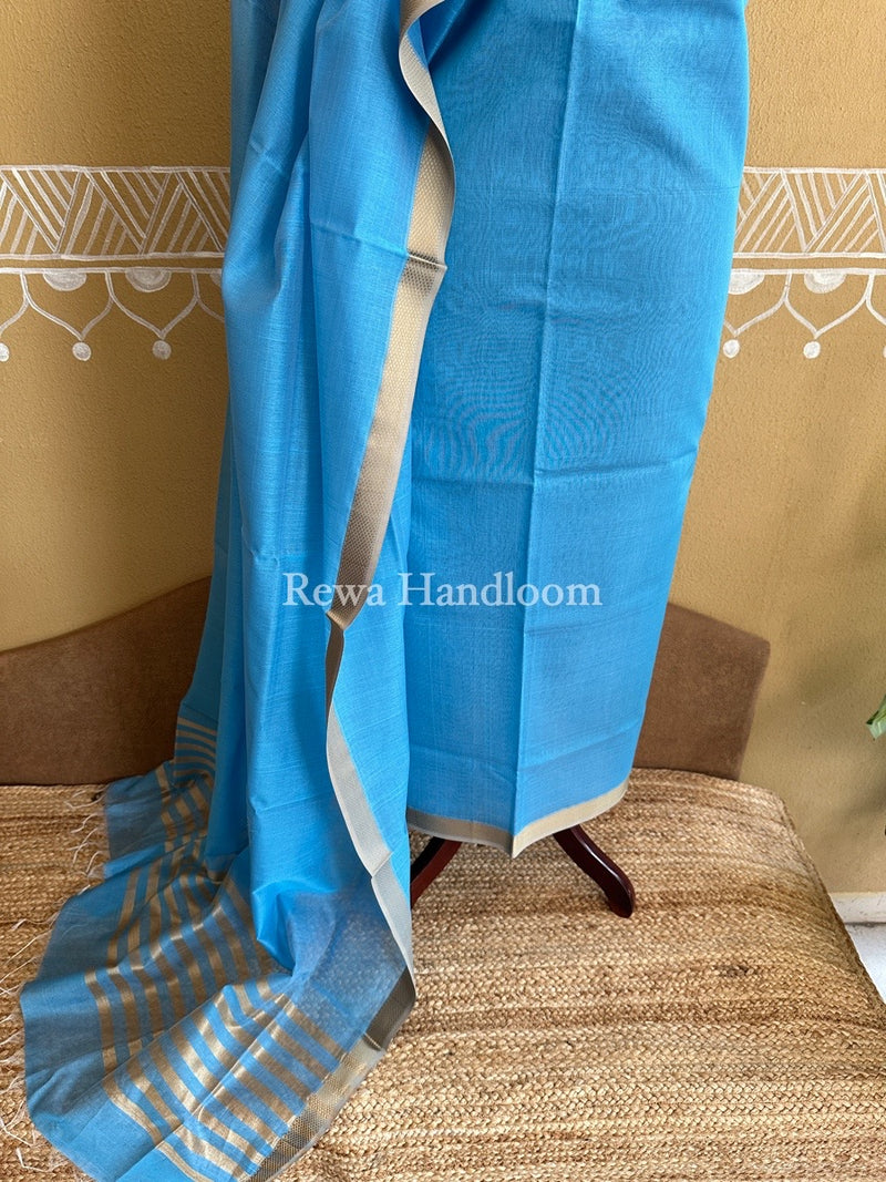 Maheshwari Sky Blue Resham Thread Dress Material RT01
