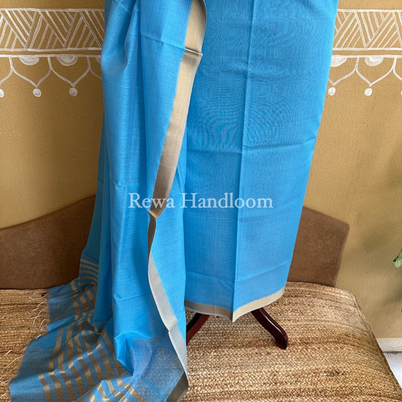 Maheshwari Sky Blue Resham Thread Dress Material RT01