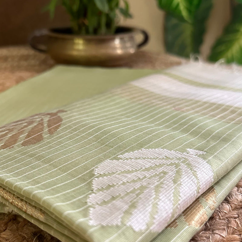 Maheshwari Pista Green - White Katan Top Dupatta Sets