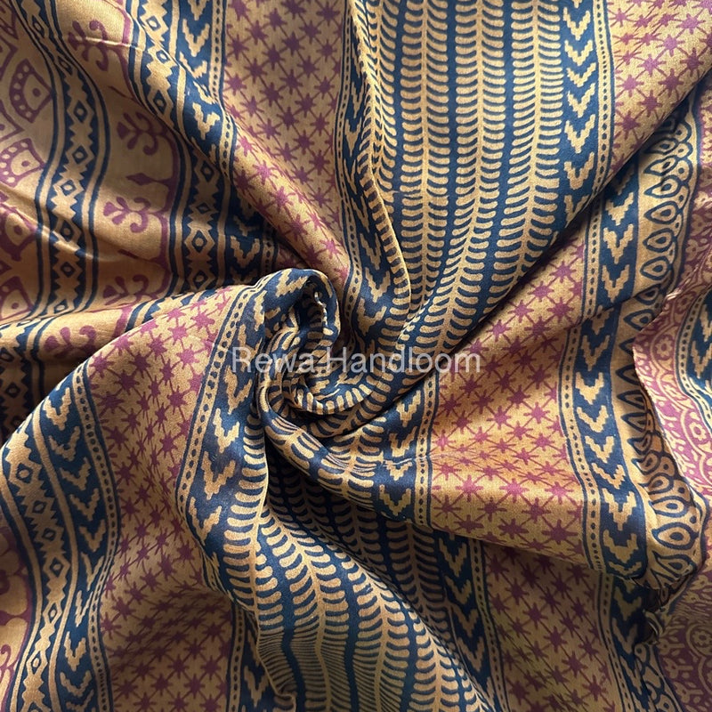 Maheshwari Mustard Bagh Print Saree BPSS070