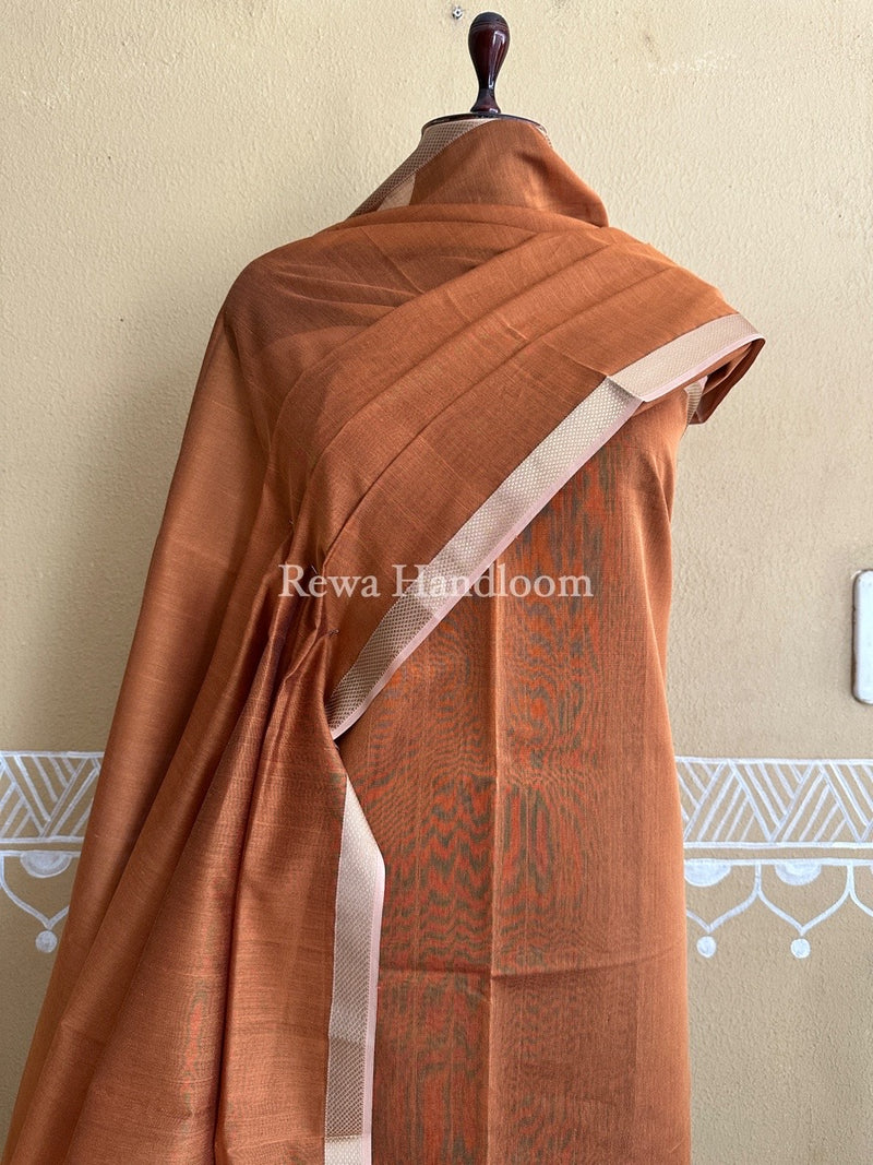 Maheshwari Light Brown Resham Thread Dress Material RT02