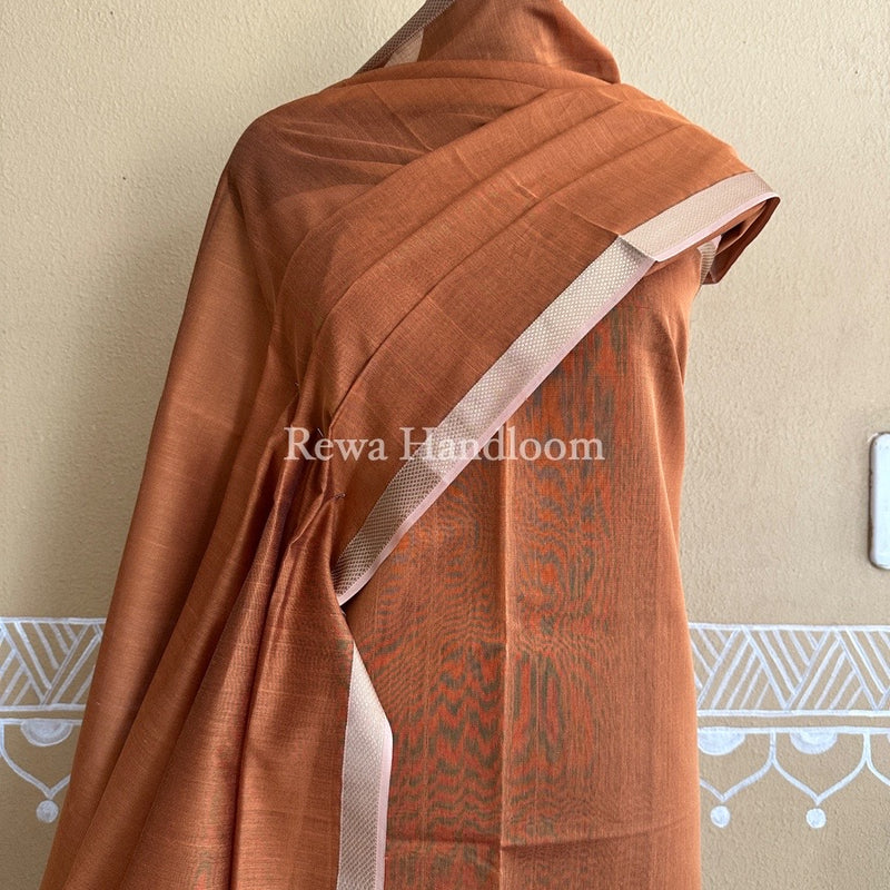 Maheshwari Light Brown Resham Thread Dress Material RT02
