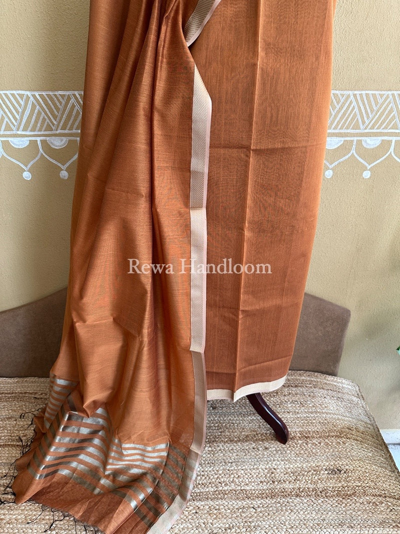 Maheshwari Light Brown Resham Thread Dress Material RT02