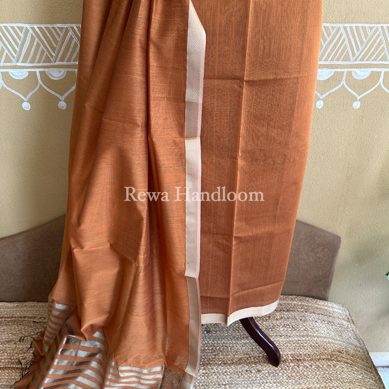 Maheshwari Light Brown Resham Thread Dress Material RT02