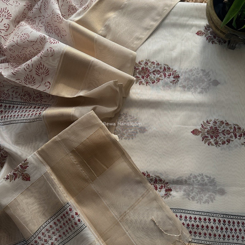 Maheshwari Handblock Print Top-Dupatta 