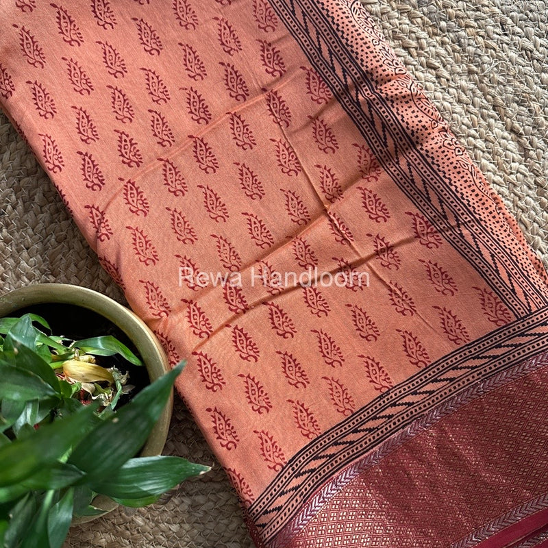 Maheshwari Peach Bagh Print Saree BPSS020