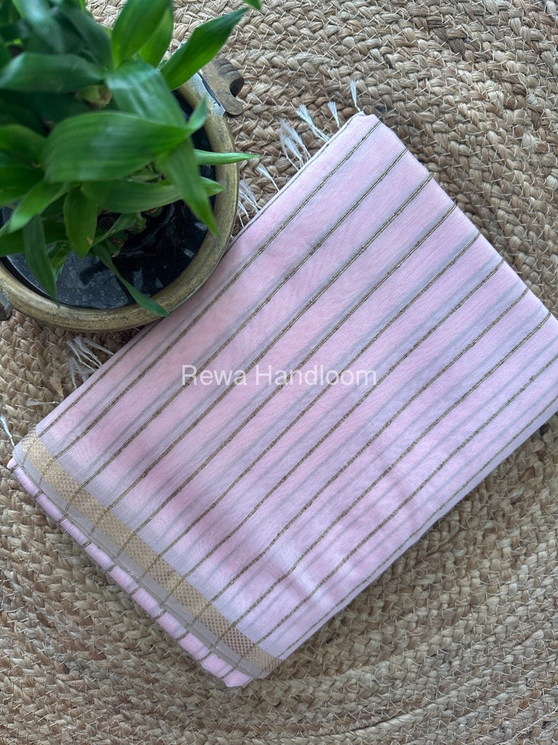 Maheshwari Baby Pink Gichha Thread Lining Saree GTLS09