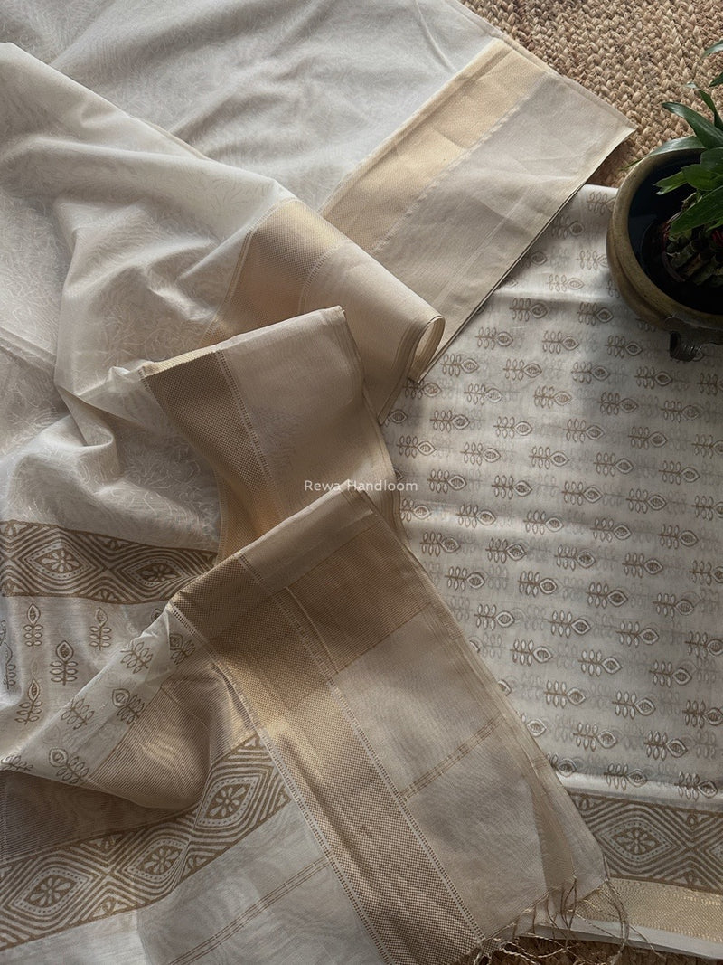 Maheshwari Handblock Print Top-Dupatta 