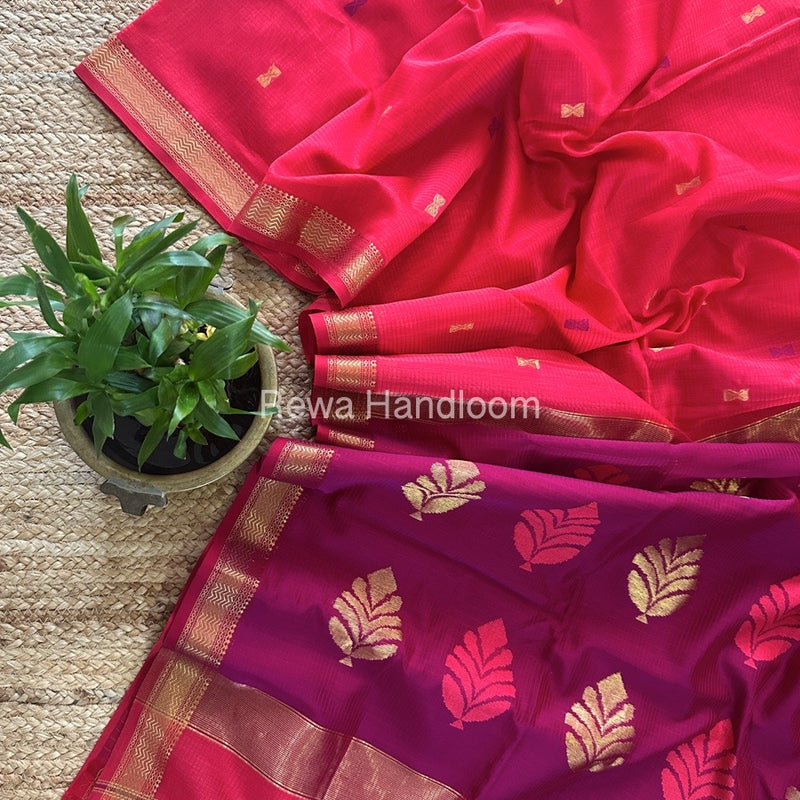  Butta Pallu Zari Border Maheshwari Saree