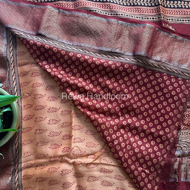 Maheshwari Peach Bagh Print Saree BPSS020