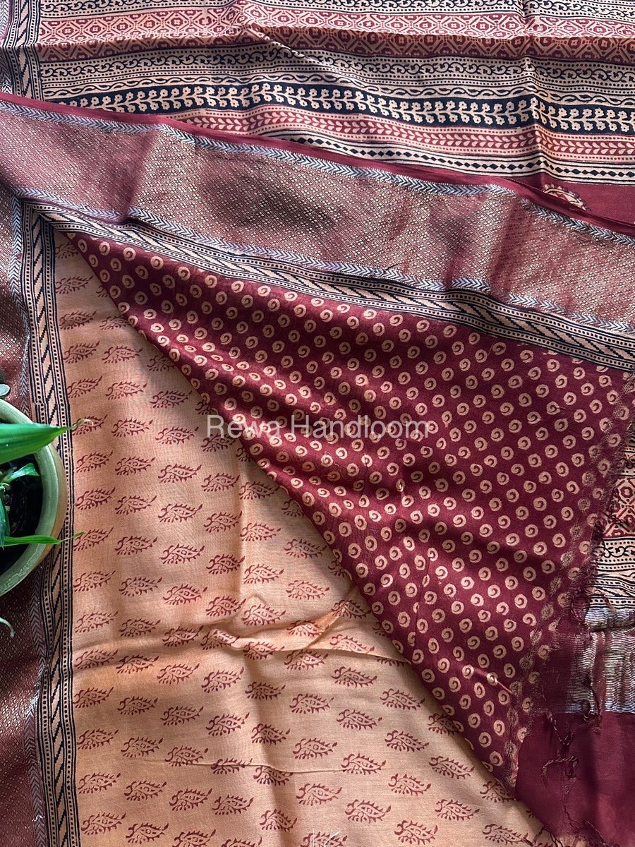 Maheshwari Peach Bagh Print Saree BPSS020