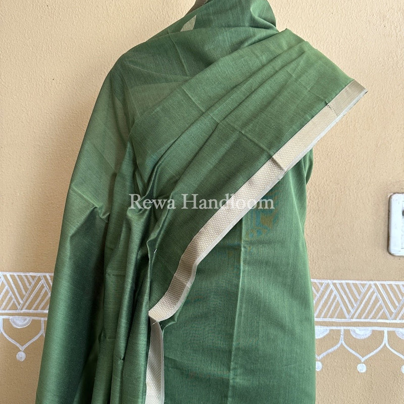 Maheshwari Mehendi Green Resham Thread Dress Material RT05