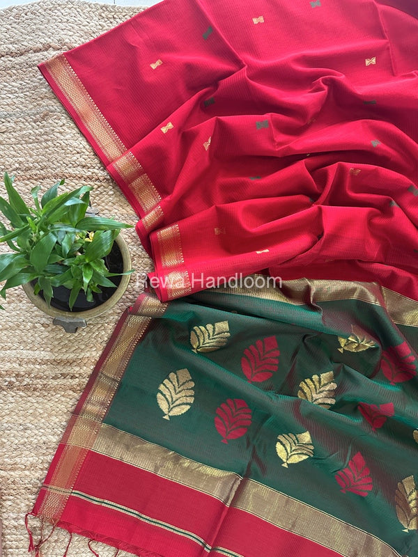  Butta Pallu Zari Border Maheshwari Saree