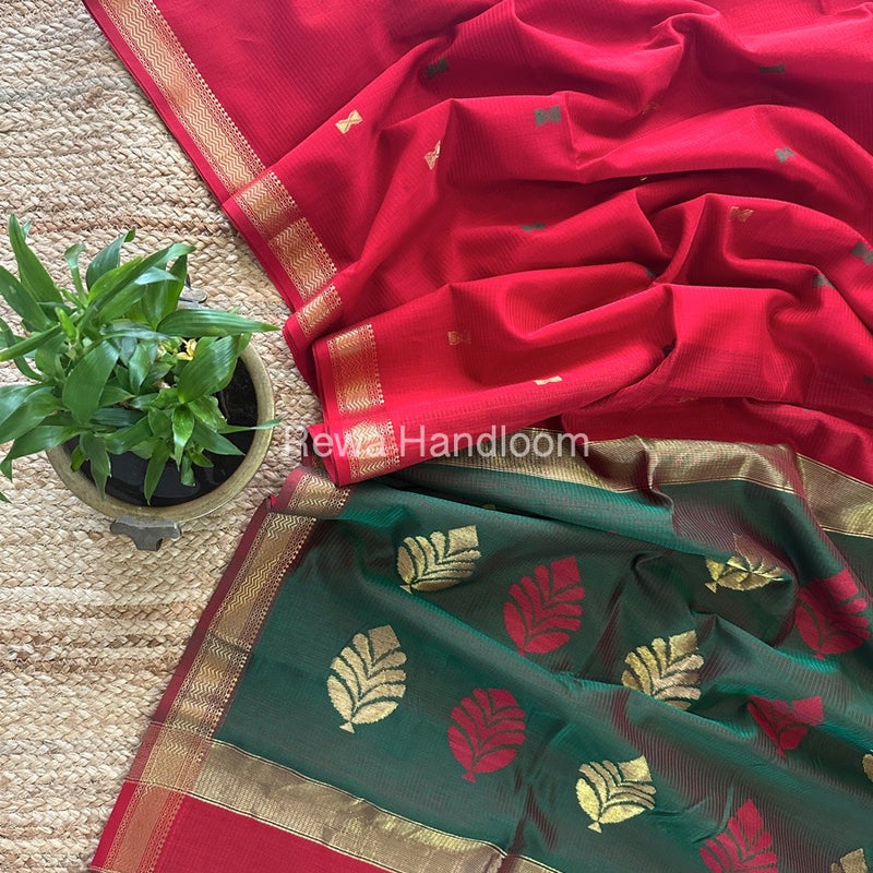  Butta Pallu Zari Border Maheshwari Saree