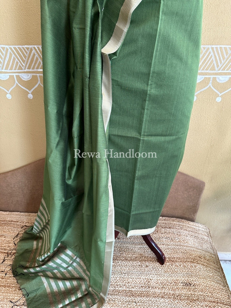 Maheshwari Mehendi Green Resham Thread Dress Material RT05